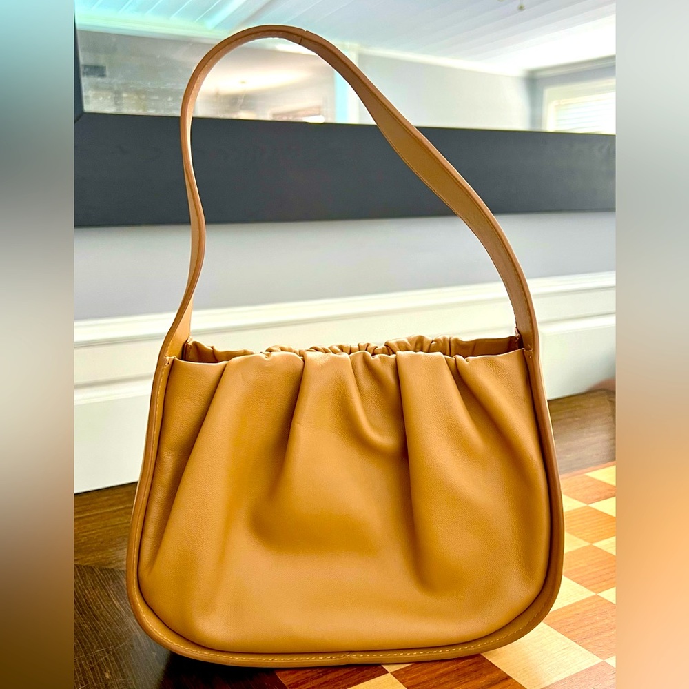 LOEFFLER RANDALL Aris Gathered Shoulder Bag Gorgeous Dune Color. Classic.